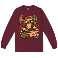 Burgundy Mexican Gnomies Truck Long Sleeve Tee - BundleAndBundleShop