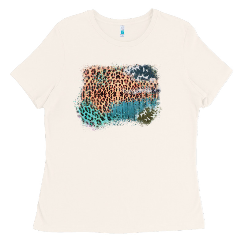 Leopard Wood Cowhide Pattern Mixed Western Frame Ladies Tee by Bettercallsaul | Teevron