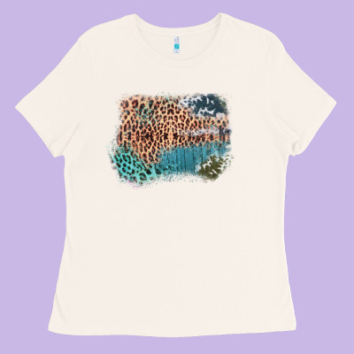 Leopard Wood Cowhide Pattern Mixed Western Frame Ladies Tee Designed By Bettercallsaul
