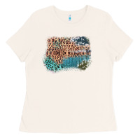 Bone Leopard Wood Cowhide Pattern Mixed Western Frame Ladies Tee - Bettercallsaul