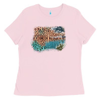 Bubblegum Pink Leopard Wood Cowhide Pattern Mixed Western Frame Ladies Tee - Bettercallsaul