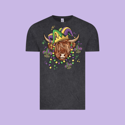Mardi Gras Cow Vintage Tee Designed By Maliassmallbusiness
