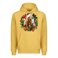 Antique Gold horse christmas wreath Premium Hoodie - CowGirlArtShop