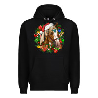 Black horse christmas wreath Premium Hoodie - CowGirlArtShop