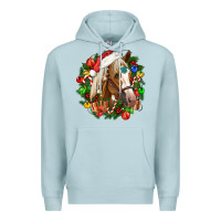 Blue Mist horse christmas wreath Premium Hoodie - CowGirlArtShop