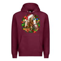 Burgundy horse christmas wreath Premium Hoodie - CowGirlArtShop