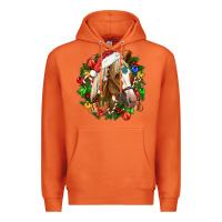 Carrot horse christmas wreath Premium Hoodie - CowGirlArtShop