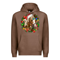 Chestnut horse christmas wreath Premium Hoodie - CowGirlArtShop