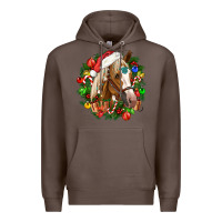 Coffee horse christmas wreath Premium Hoodie - CowGirlArtShop
