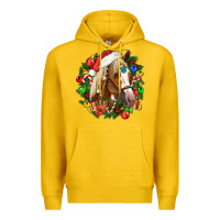 Lemon horse christmas wreath Premium Hoodie - CowGirlArtShop