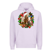 Lilac horse christmas wreath Premium Hoodie - CowGirlArtShop