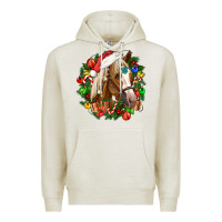 Oatmeal Heather horse christmas wreath Premium Hoodie - CowGirlArtShop