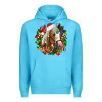Ocean Blue horse christmas wreath Premium Hoodie - CowGirlArtShop