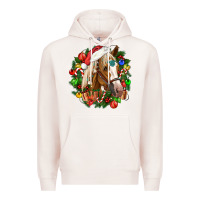 Pale Pink horse christmas wreath Premium Hoodie - CowGirlArtShop
