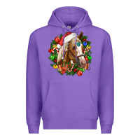 Purple horse christmas wreath Premium Hoodie - CowGirlArtShop