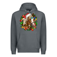 Rock horse christmas wreath Premium Hoodie - CowGirlArtShop