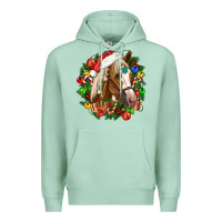 Seafoam horse christmas wreath Premium Hoodie - CowGirlArtShop