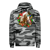 Slate Camo horse christmas wreath Premium Hoodie - CowGirlArtShop