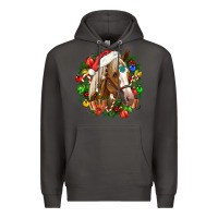 Smoke horse christmas wreath Premium Hoodie - CowGirlArtShop