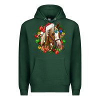 Sports Green horse christmas wreath Premium Hoodie - CowGirlArtShop