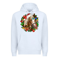 White horse christmas wreath Premium Hoodie - CowGirlArtShop