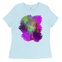 Baby Blue castle halloween patch Ladies Tee - BundleAndBundleShop