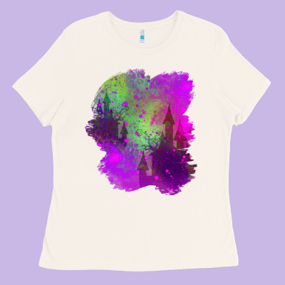 Castle Halloween Patch Ladies Tee Designed By Bundleandbundleshop