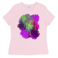 Bubblegum Pink castle halloween patch Ladies Tee - BundleAndBundleShop