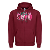 Burgundy i am a survivor Zipper Hoodie - NancyCooperArtShop