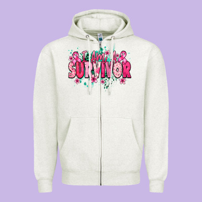 I Am A Survivor Zipper Hoodie Designed By Nancycooperartshop
