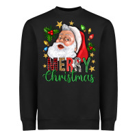 Black Merry Christmas With Santa Heavyweight Sweatshirt - BundleAndBundleShop
