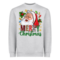 Heather Grey Merry Christmas With Santa Heavyweight Sweatshirt - BundleAndBundleShop