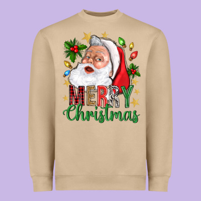 Merry Christmas With Santa Heavyweight Sweatshirt Designed By Bundleandbundleshop