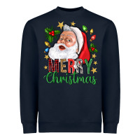 Navy Merry Christmas With Santa Heavyweight Sweatshirt - BundleAndBundleShop