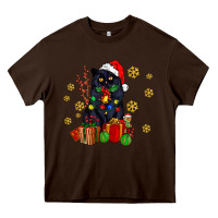 Chocolate Brown black cat meowy christmas Heavy Core Tee - AdoDesignShop