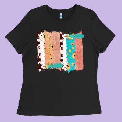 Western Cowhide Sunflower Jute Glitter Farm Life Brush Stroke Ladies Tee Designed By Bettercallsaul