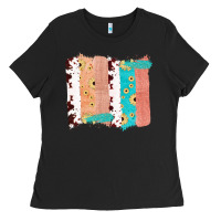 Black Western Cowhide Sunflower Jute Glitter Farm Life Brush Stroke Ladies Tee - Bettercallsaul