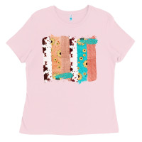 Bubblegum Pink Western Cowhide Sunflower Jute Glitter Farm Life Brush Stroke Ladies Tee - Bettercallsaul