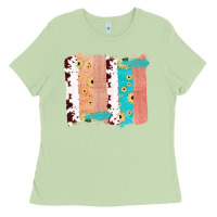 Matcha Western Cowhide Sunflower Jute Glitter Farm Life Brush Stroke Ladies Tee - Bettercallsaul