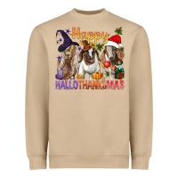 Mushroom Happy Hallothanksmas Goats Heavyweight Sweatshirt - BundleAndBundleShop