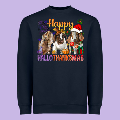 Happy Hallothanksmas Goats Heavyweight Sweatshirt Designed By Bundleandbundleshop