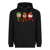 Black christmas reindeer polar bear snowman Heavyweight Hoodie - CowGirlArtShop