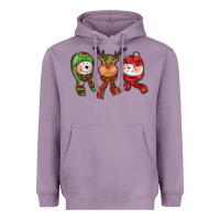 Lavender christmas reindeer polar bear snowman Heavyweight Hoodie - CowGirlArtShop
