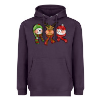 Plum christmas reindeer polar bear snowman Heavyweight Hoodie - CowGirlArtShop