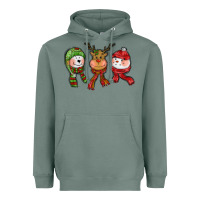 Sage christmas reindeer polar bear snowman Heavyweight Hoodie - CowGirlArtShop