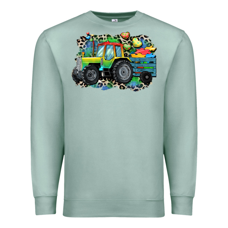 Autism Farm Tractor Premium Sweatshirt by CowGirlArtShop | Teevron