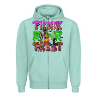 Seafoam Trick Rawr Treat Zipper Hoodie - texasbilliewilder