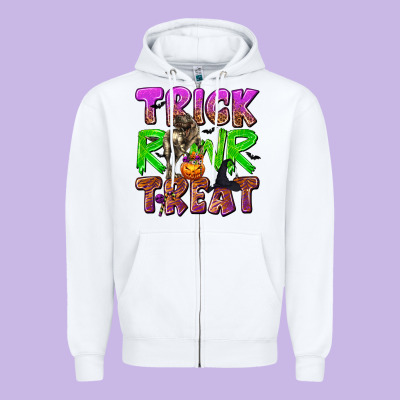 Trick Rawr Treat Zipper Hoodie Designed By Texasbilliewilder