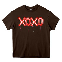 Chocolate Brown Valentine's Day Xoxo Balloon Heavy Core Tee - Artiststas
