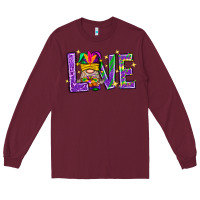 Burgundy Mardi Gras Love With Gnome Long Sleeve Tee - BundleAndBundleShop